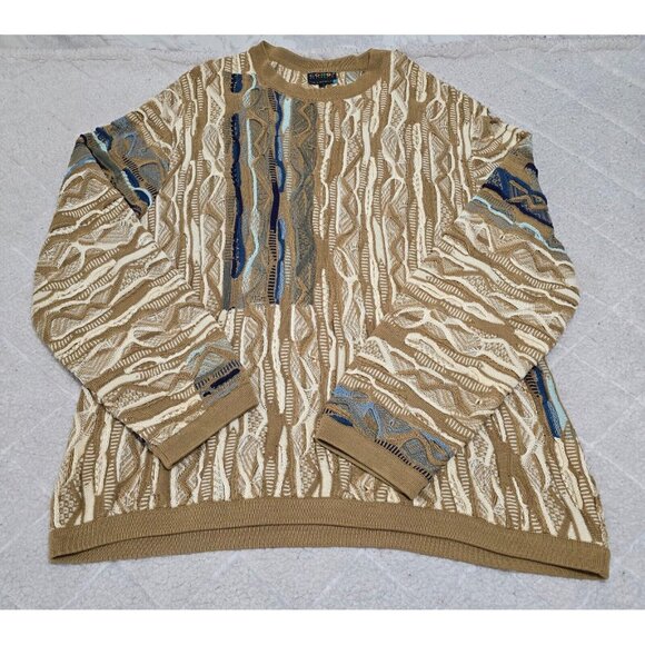 Coogi Australia Mens Brown Chunky Knit Sweater Pullover Long Sleeve Size XL - Picture 2 of 9